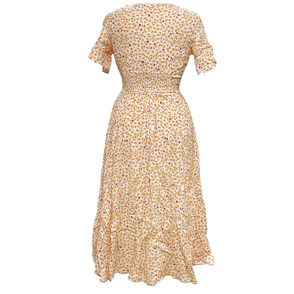 Free People Yellow A-Line Midi Dress, Size L